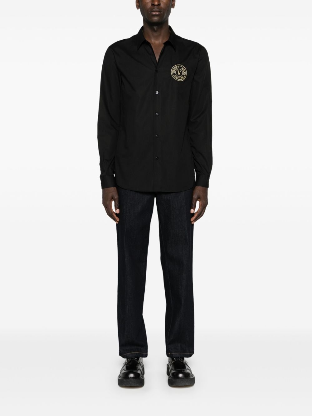 logo-embroidered cotton shirt - 2
