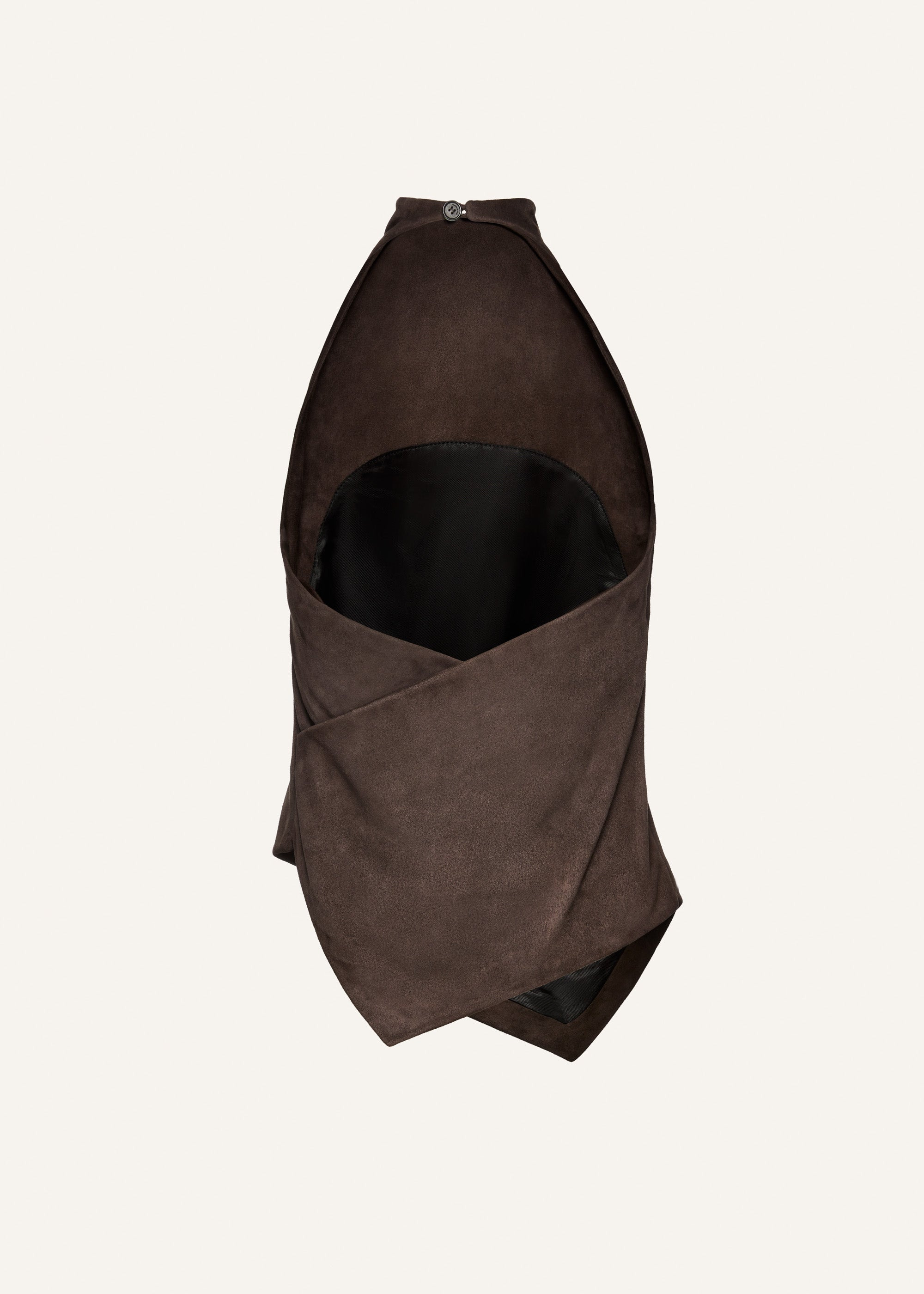 Asymmetric halter top in brown suede - 2