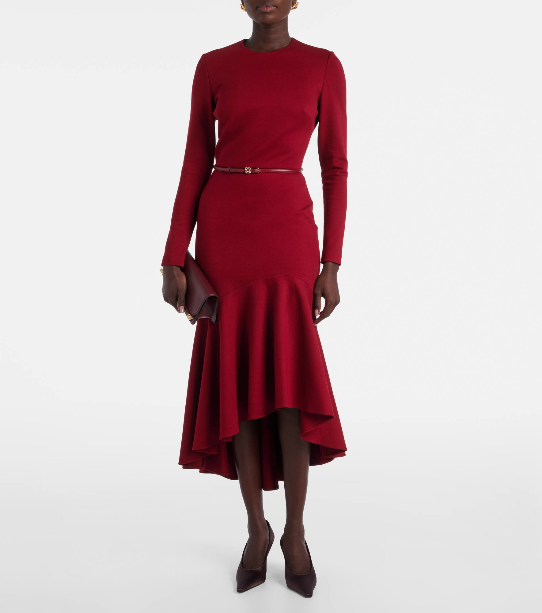 Belted tiered midi dress - 2