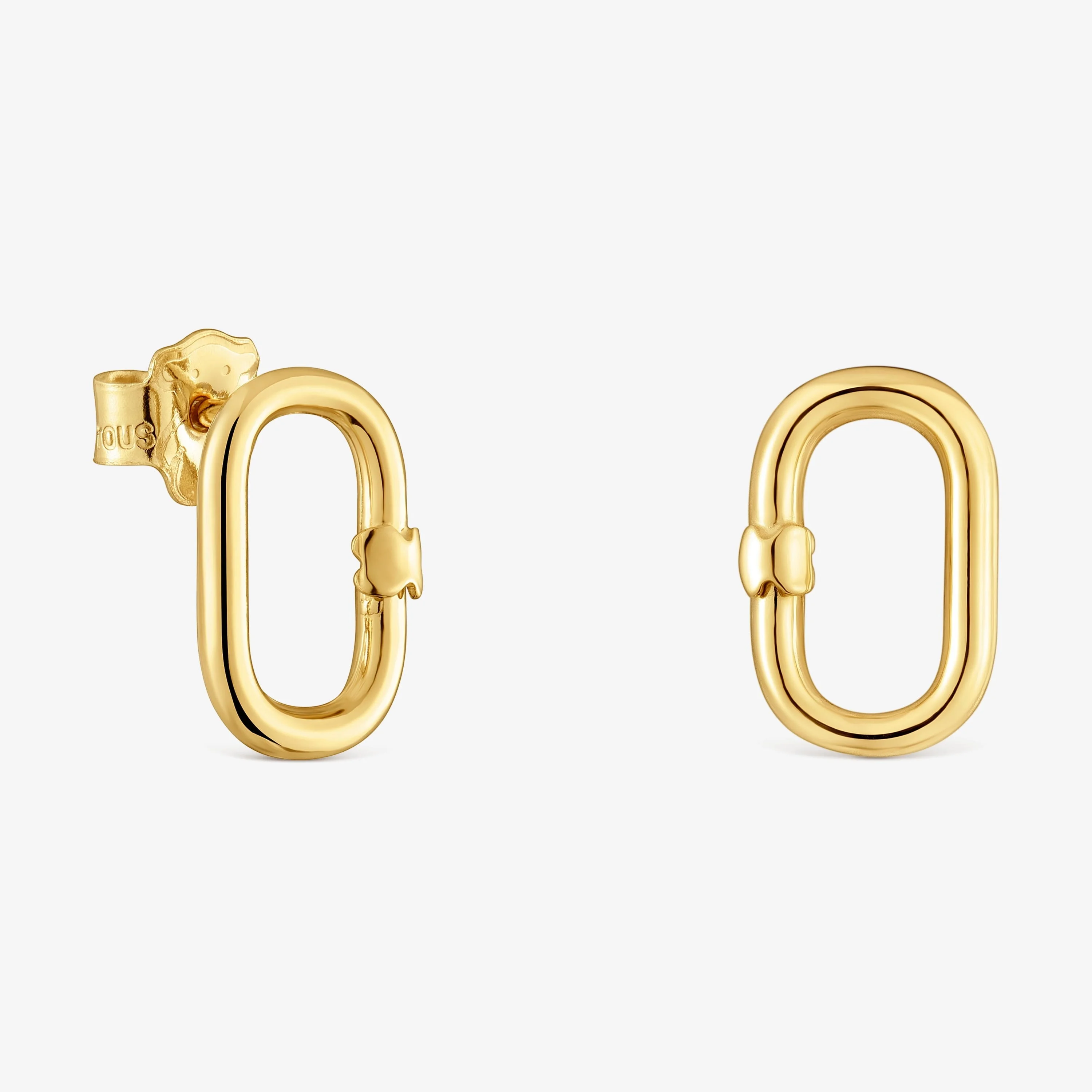Hold Oval small 12 mm 18K solid gold Earrings - 1