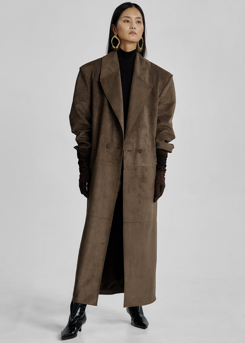 Valmere Faux Suede Coat - Brown 1