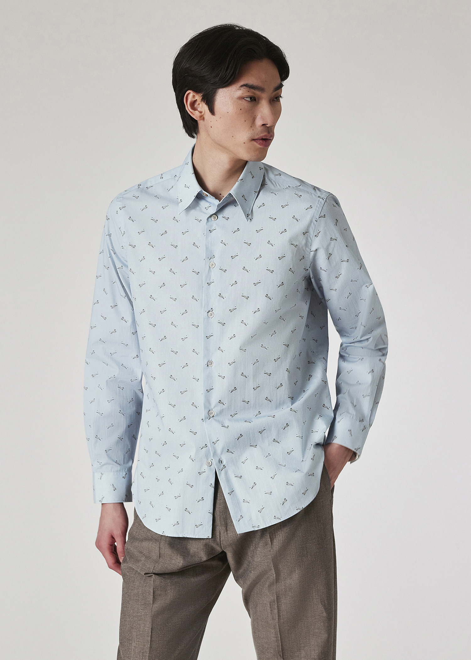 Light Blue Organic Cotton 'Leopard' Long-Sleeve Shirt - 3