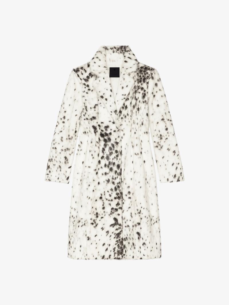 COAT IN FUR WITH SNOW LEOPARD PRINT 1