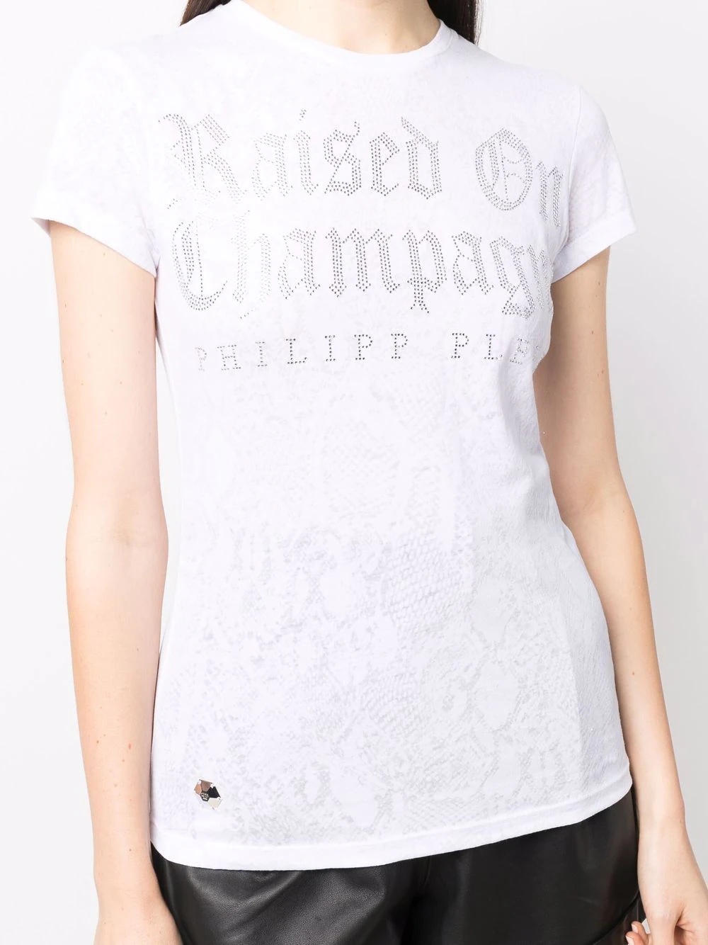 crystal-embellished snake-print T-shirt - 5