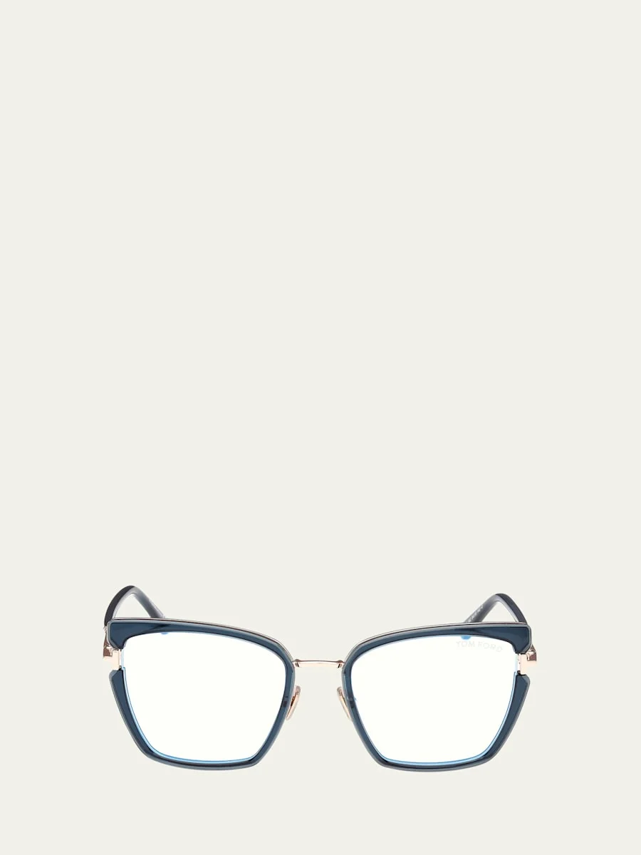 Butterfly Metal Blue Block Glasses - 1