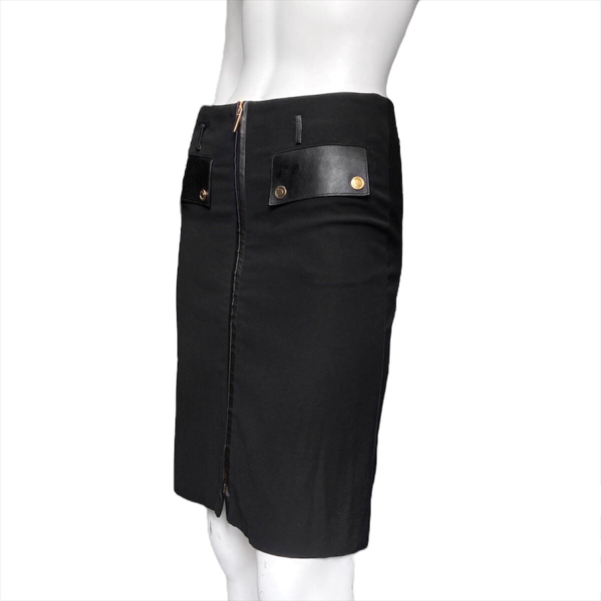 Gucci Fall 2000 Tom Ford black leather wool skirt - 3