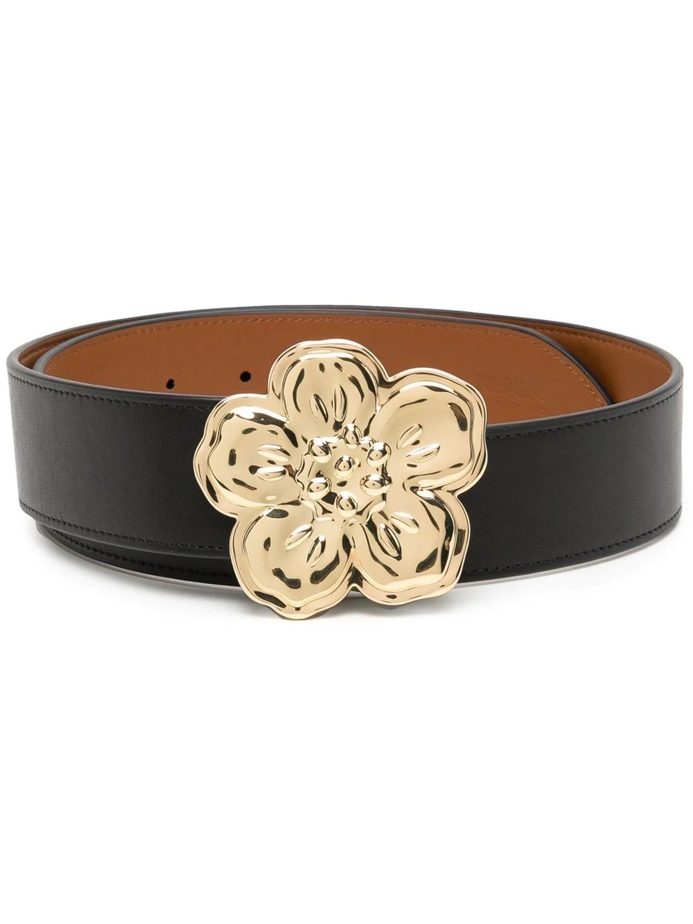 floral buckle leather belt - 1