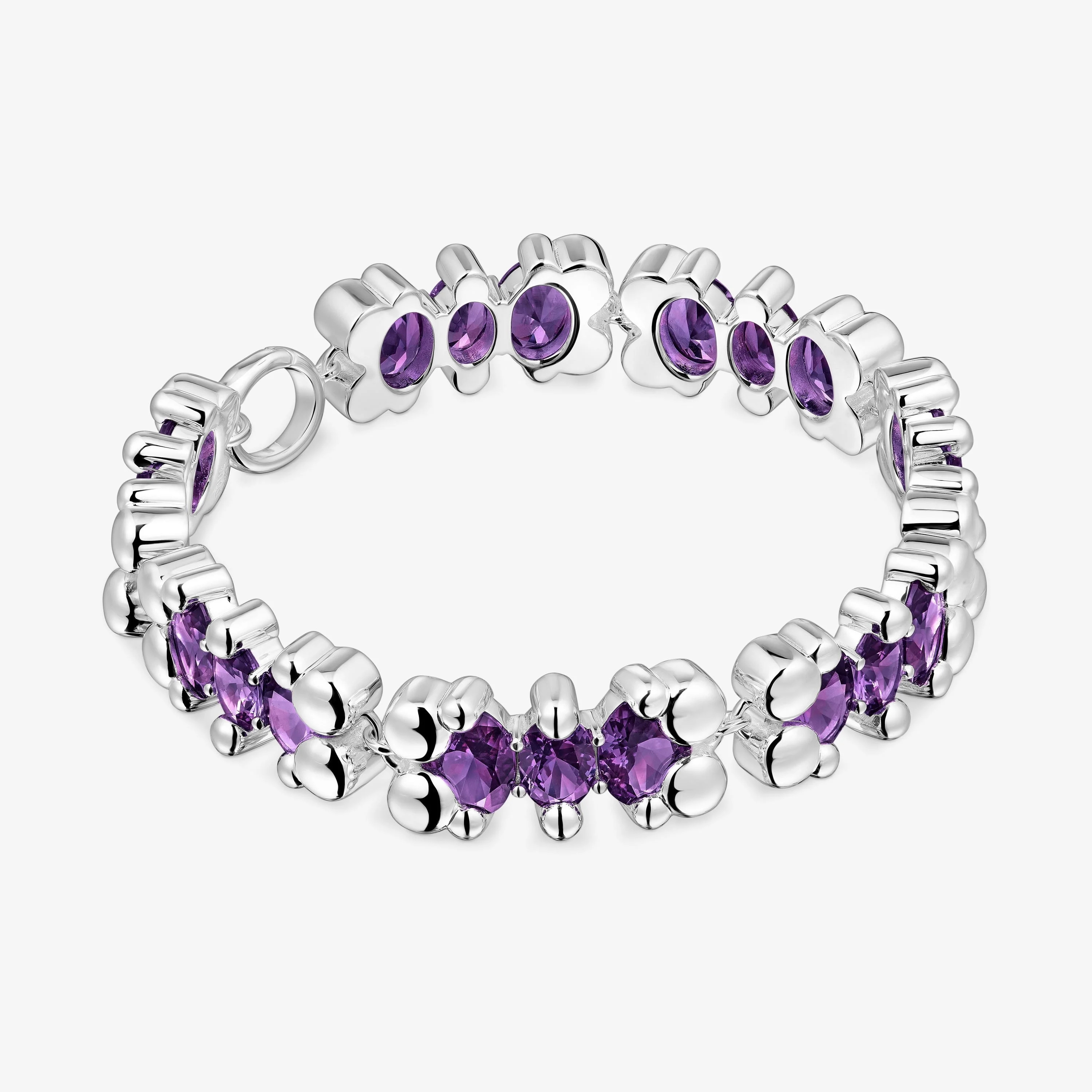 Silver bear motif Bracelet with lilac lab-grown sapphires Color Bear LGG - 1