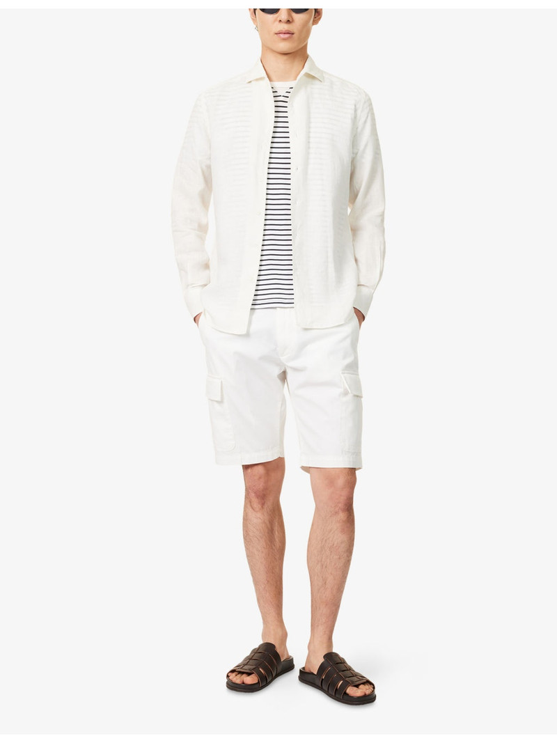 CORNELIANI Regular-Fit Logo-Embroidered Linen Shirt outlook