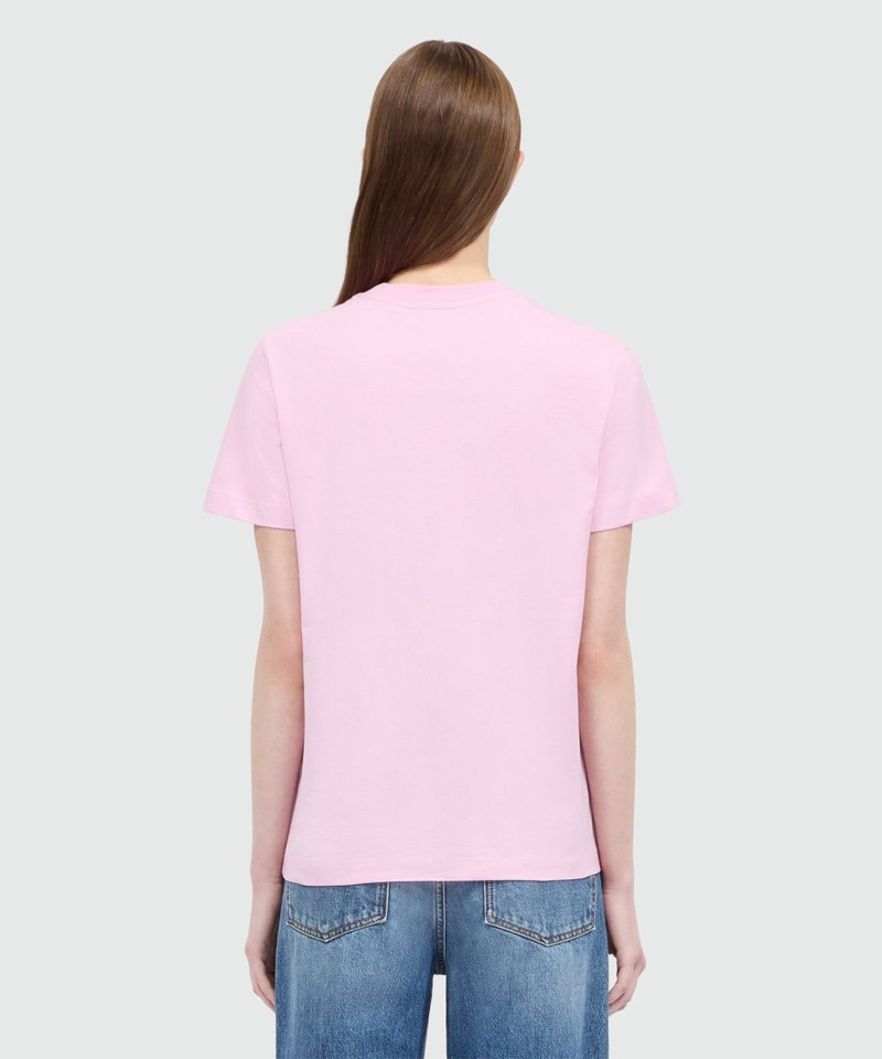 Pink short-sleeve cotton jersey T-shirt with micro logo on the front 3