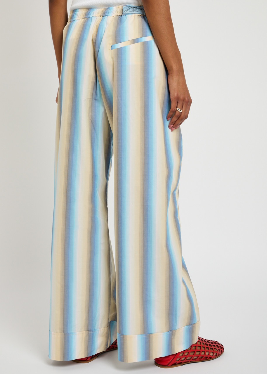 Ganni Ombre Stripe Cotton-poplin Trousers - 3