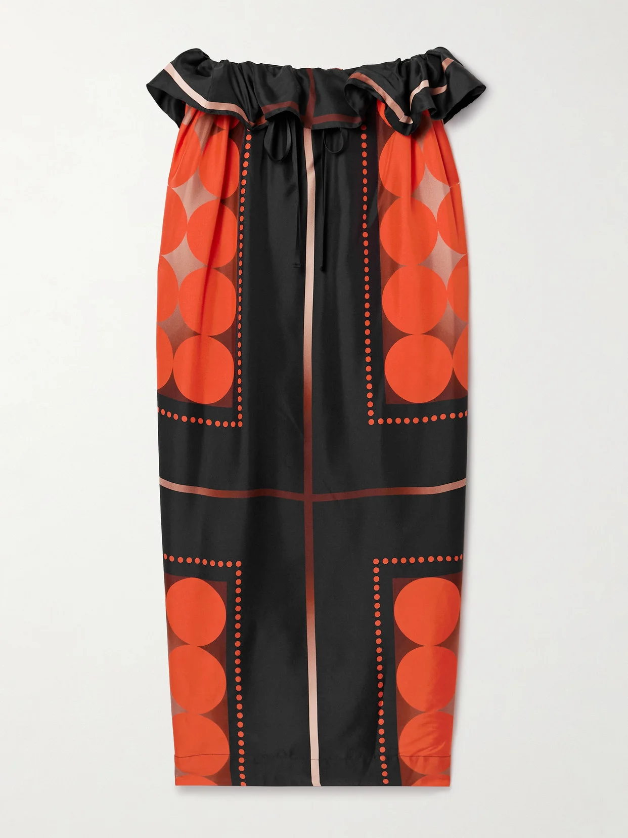 Lilila Ruffled Printed Silk-twill Midi Skirt - 1