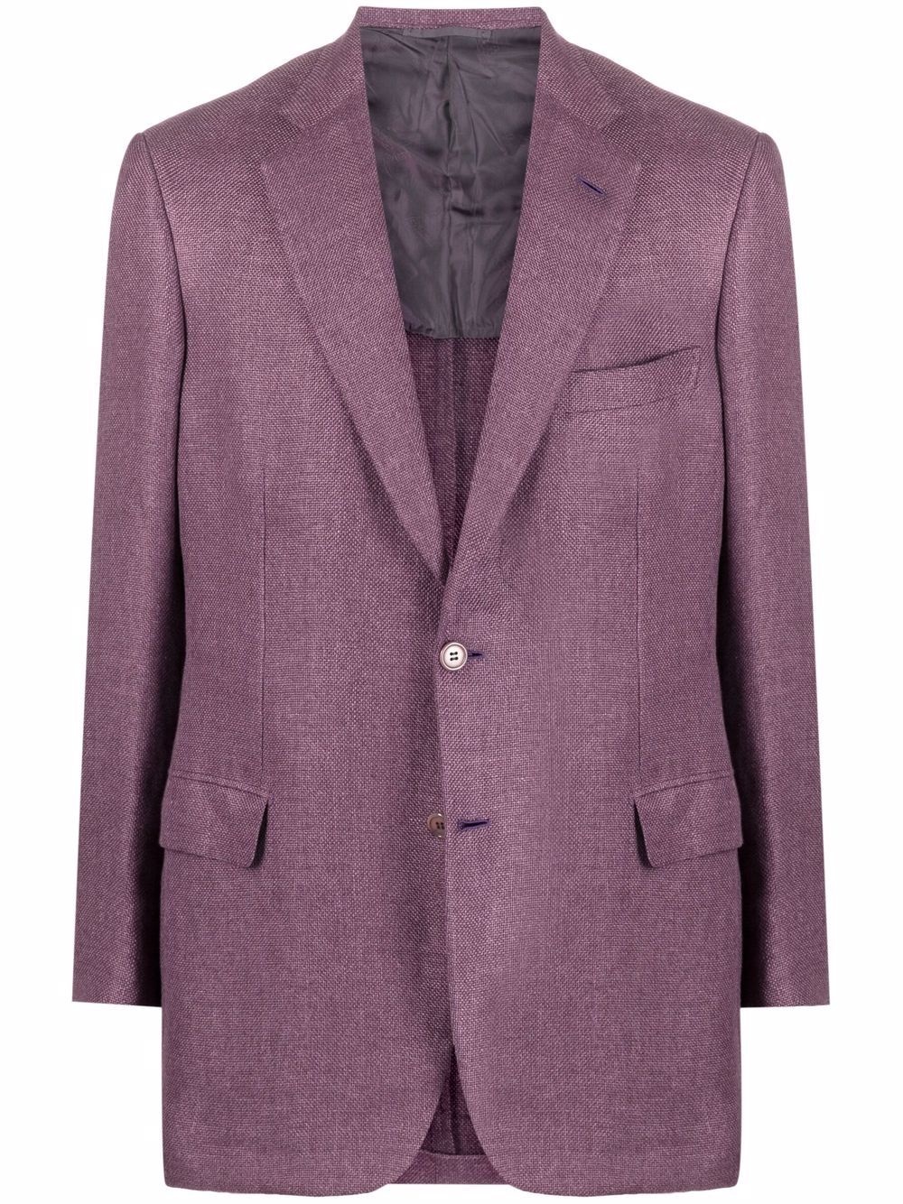 single-breasted linen-blend blazer - 1