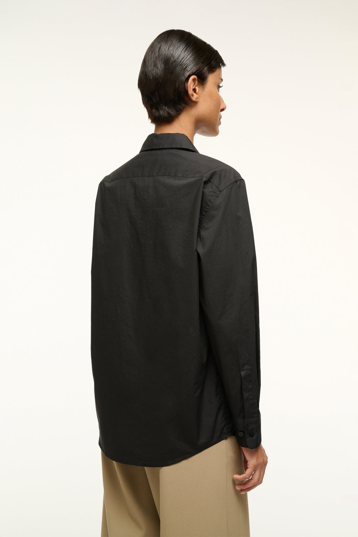 STAUD ROXBURY POPLIN SHIRT BLACK - 5