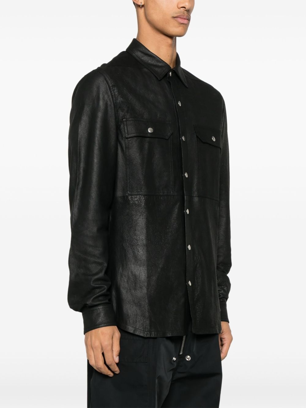 leather shirt jacket - 3