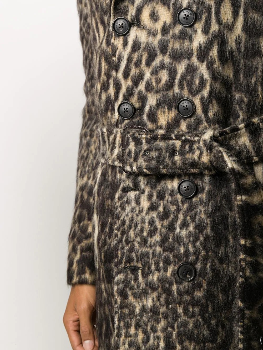 double-breasted leopard print coat - 5