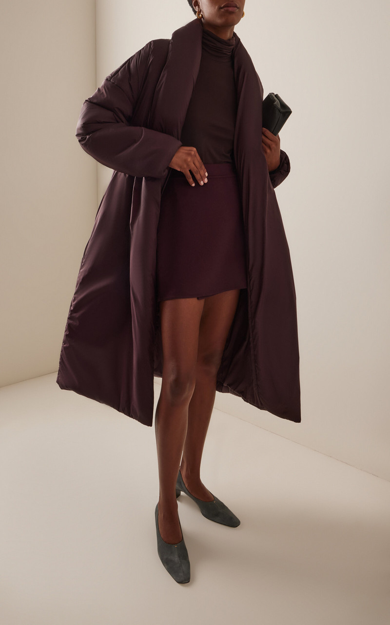 LESET Noah Wool-Cashmere Mini Wrap Skirt burgundy outlook