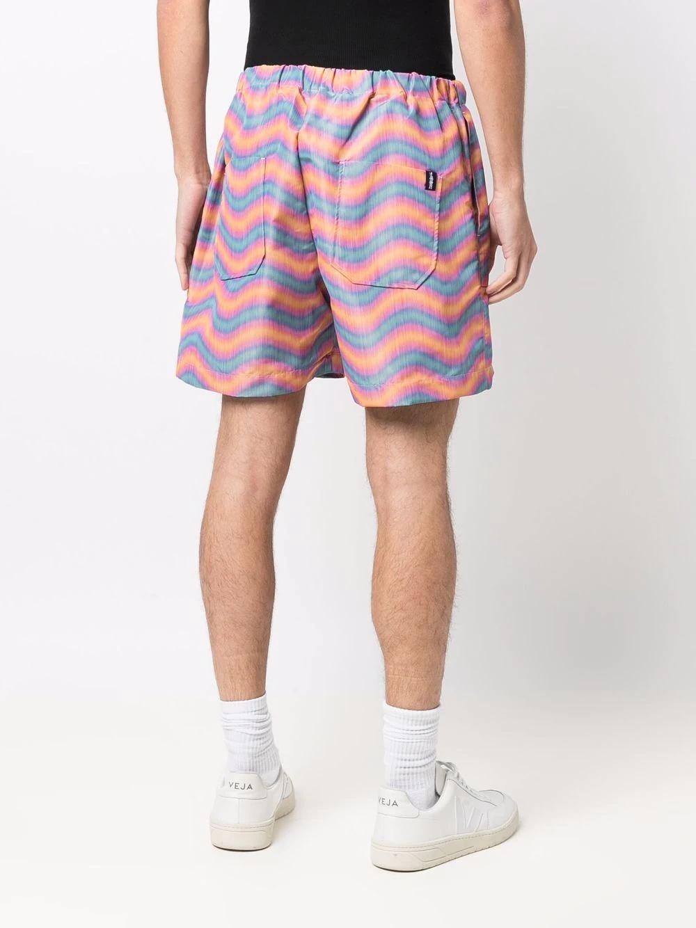 wave-print track shorts - 4