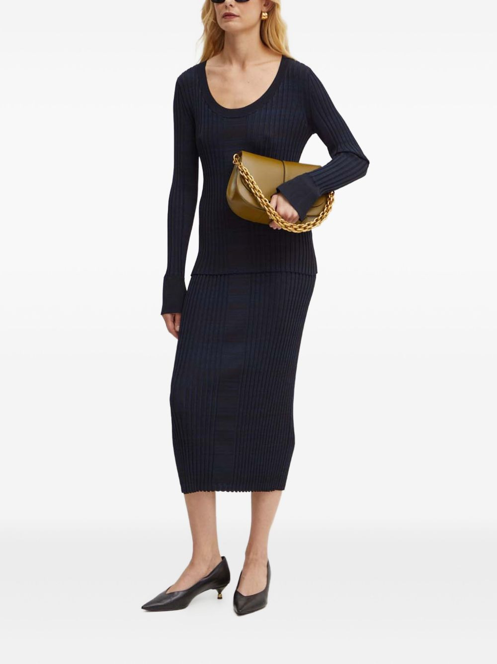 ribbed-knit midi skirt - 2