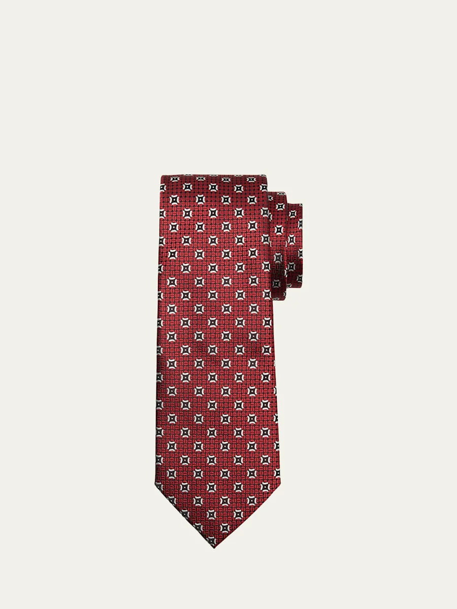 Men's Woven Medallion Silk Tie - 1