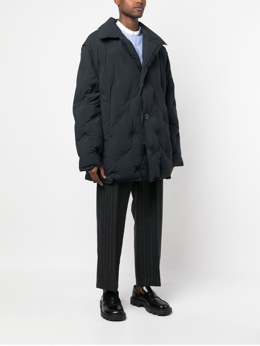 embossed-detail padded coat - 3