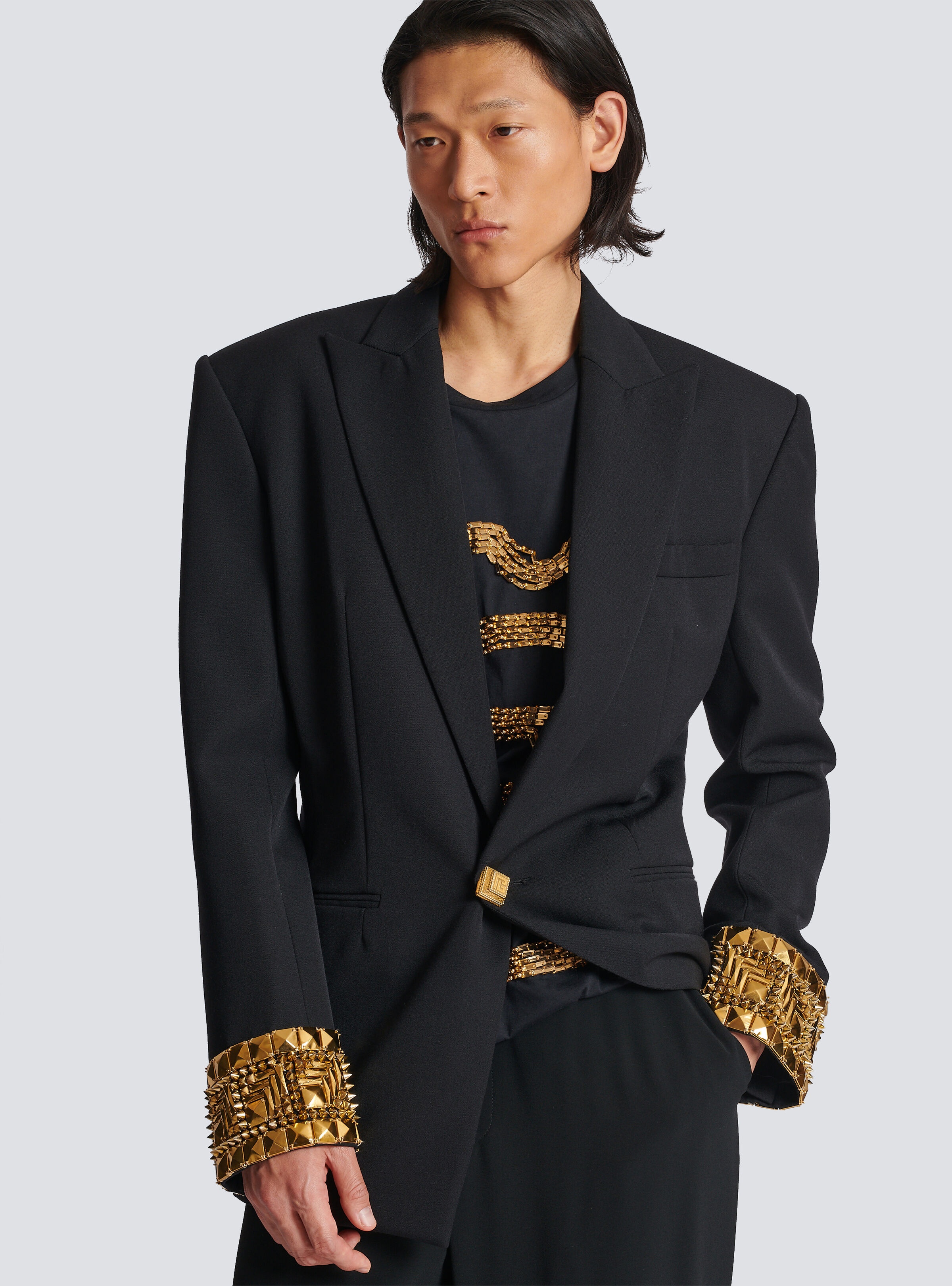 Wool blazer embroidered with pyramid studs - 6