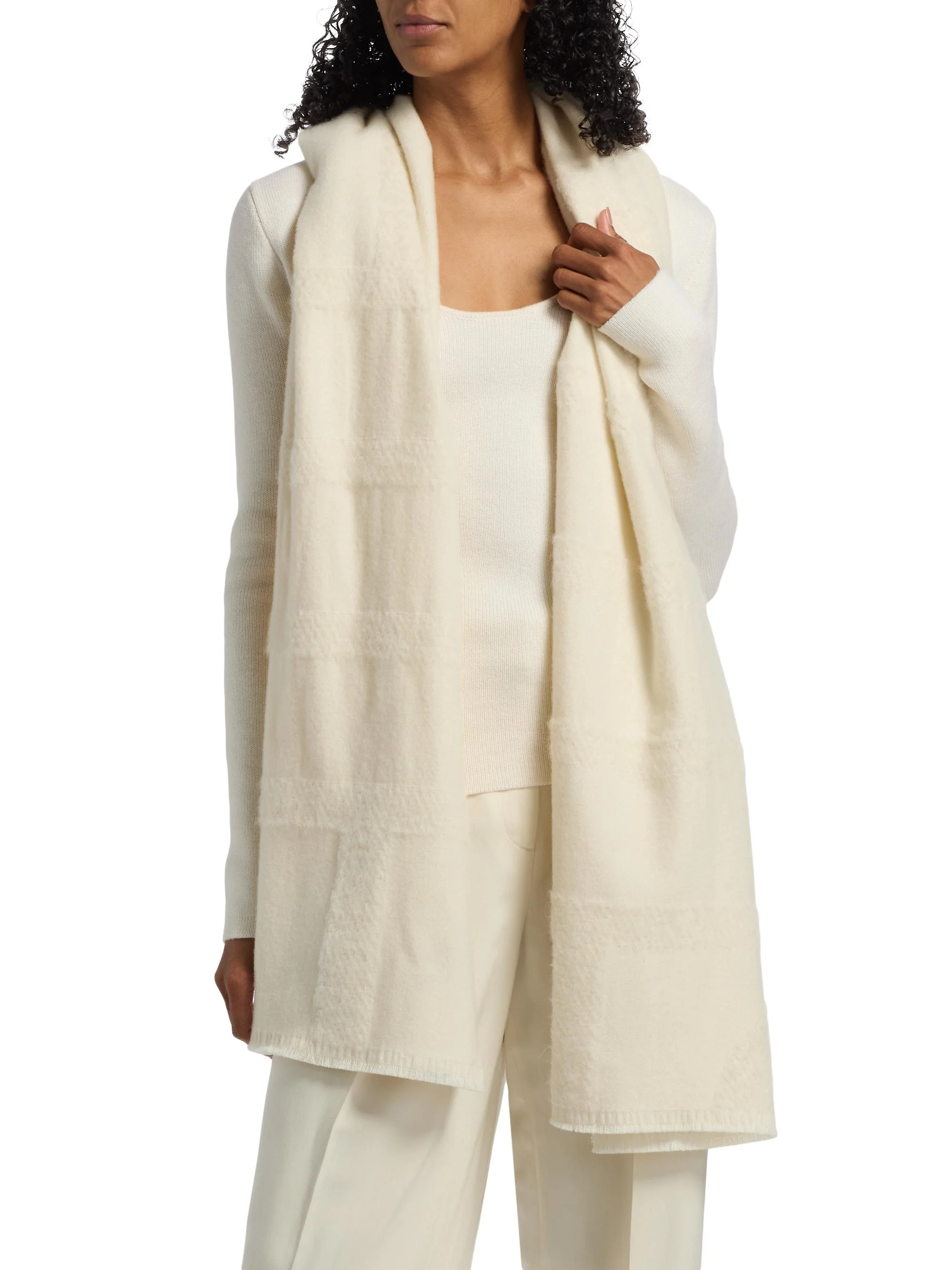 Women's Wool Scarf - White - 1