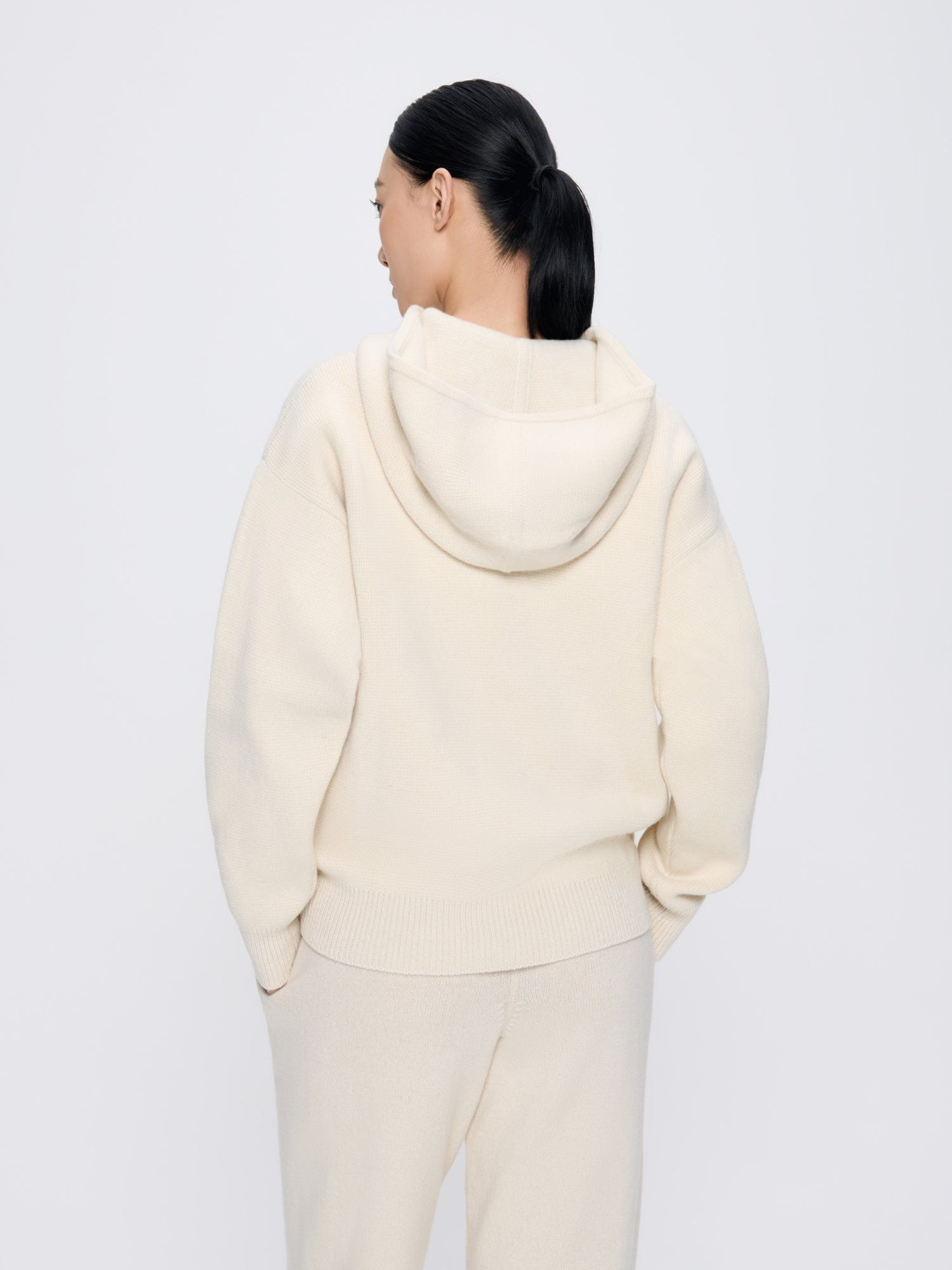 Womens DNA Recycled Cashmere Hoodie - Ecru Ivory - 5