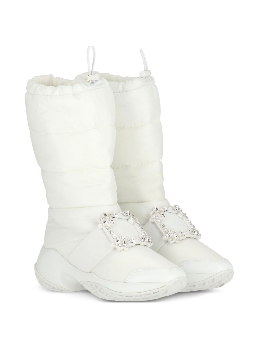 quilted crystal-buckle boots - 2