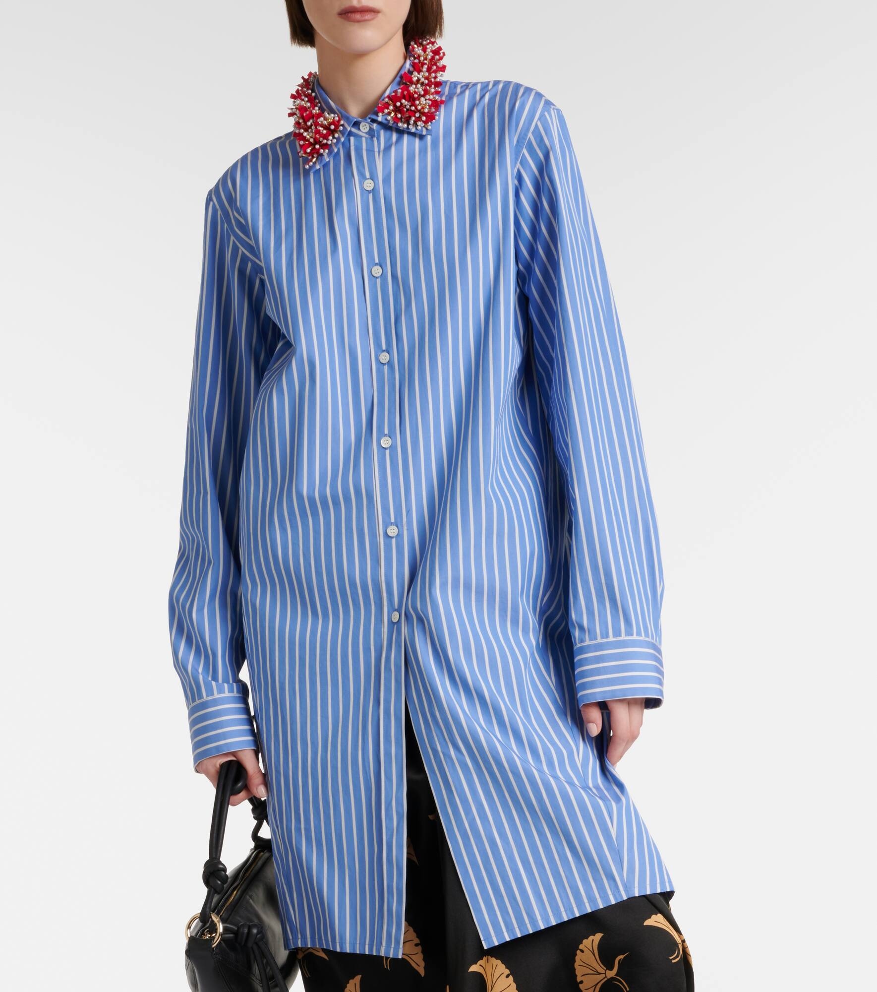 Embellished striped cotton poplin shirt - 6