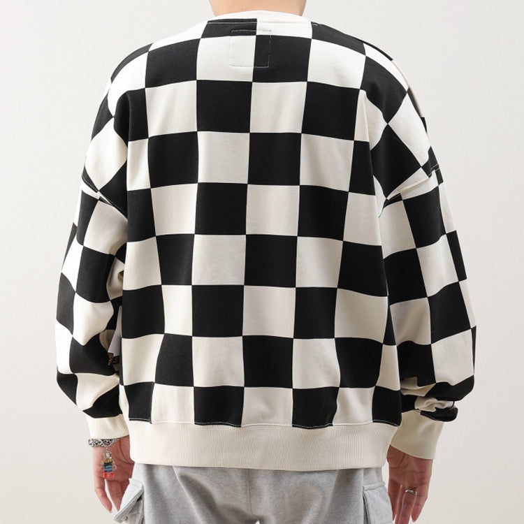 Vans Checkerboard Round Neck Pullover Sweatshirt 'Black White' VN0A5H98J0Z - 4