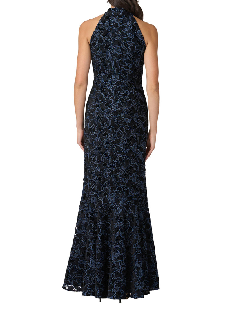 Women's Marcia Velvet Lace Halterneck Gown - Jet Blue 3