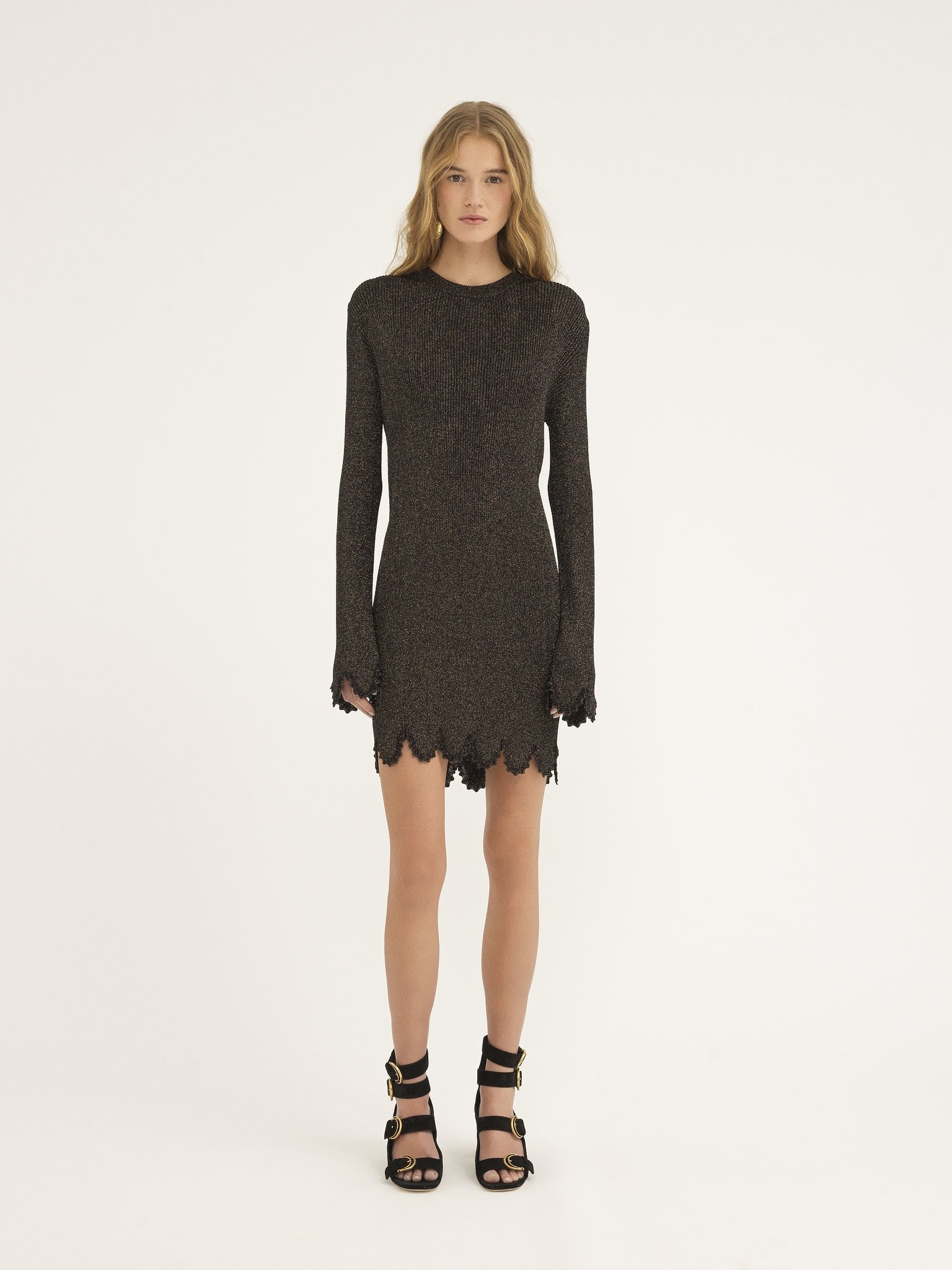 FITTED SCALLOP DRESS IN VISCOSE-BLEND KNIT - 4
