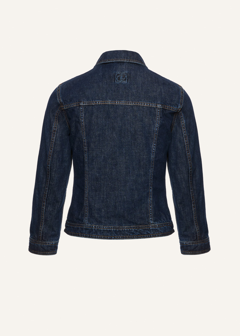 Fitted denim jacket in navy blue 2