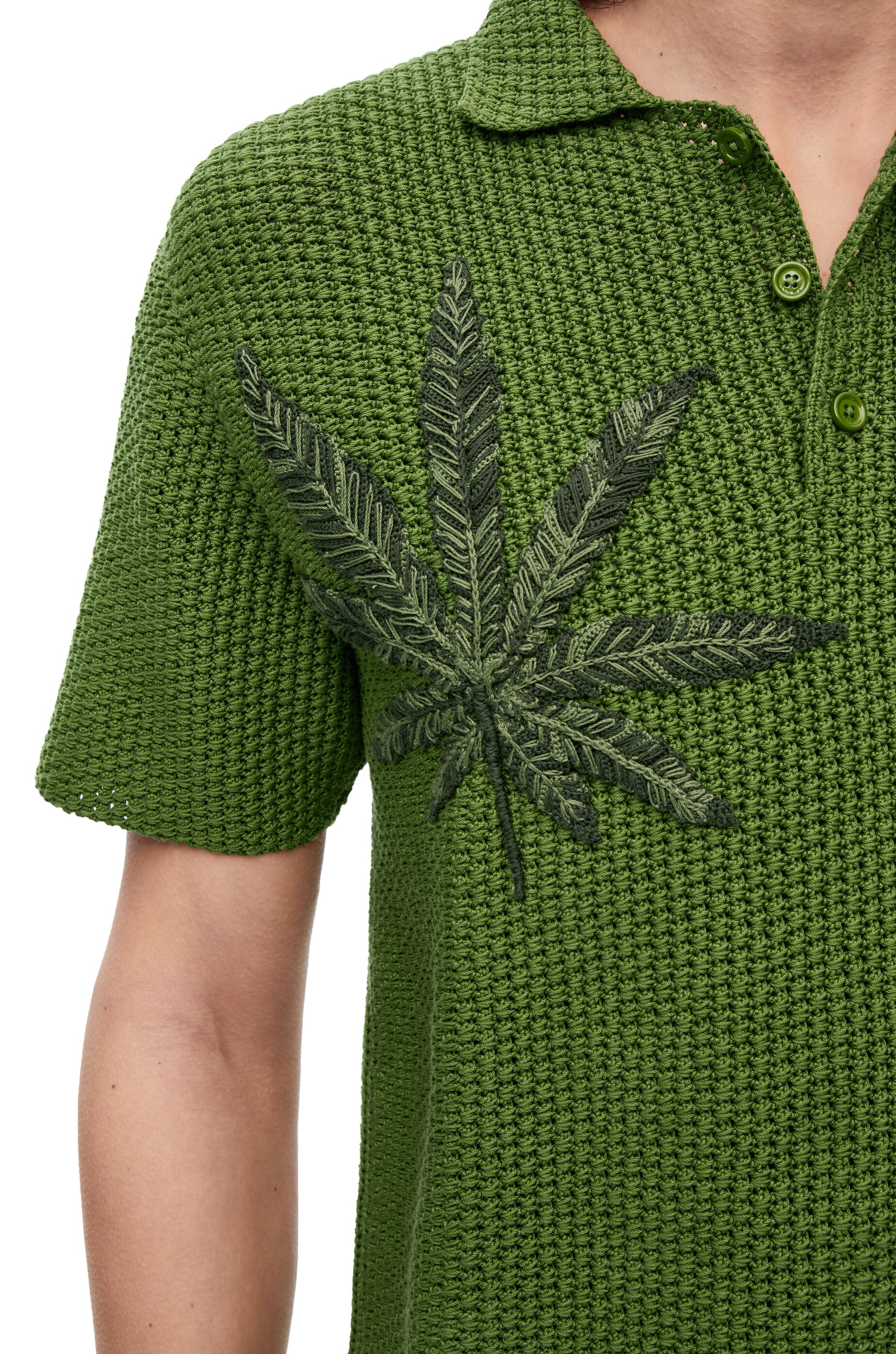 Leaf patch polo top in cotton - 5