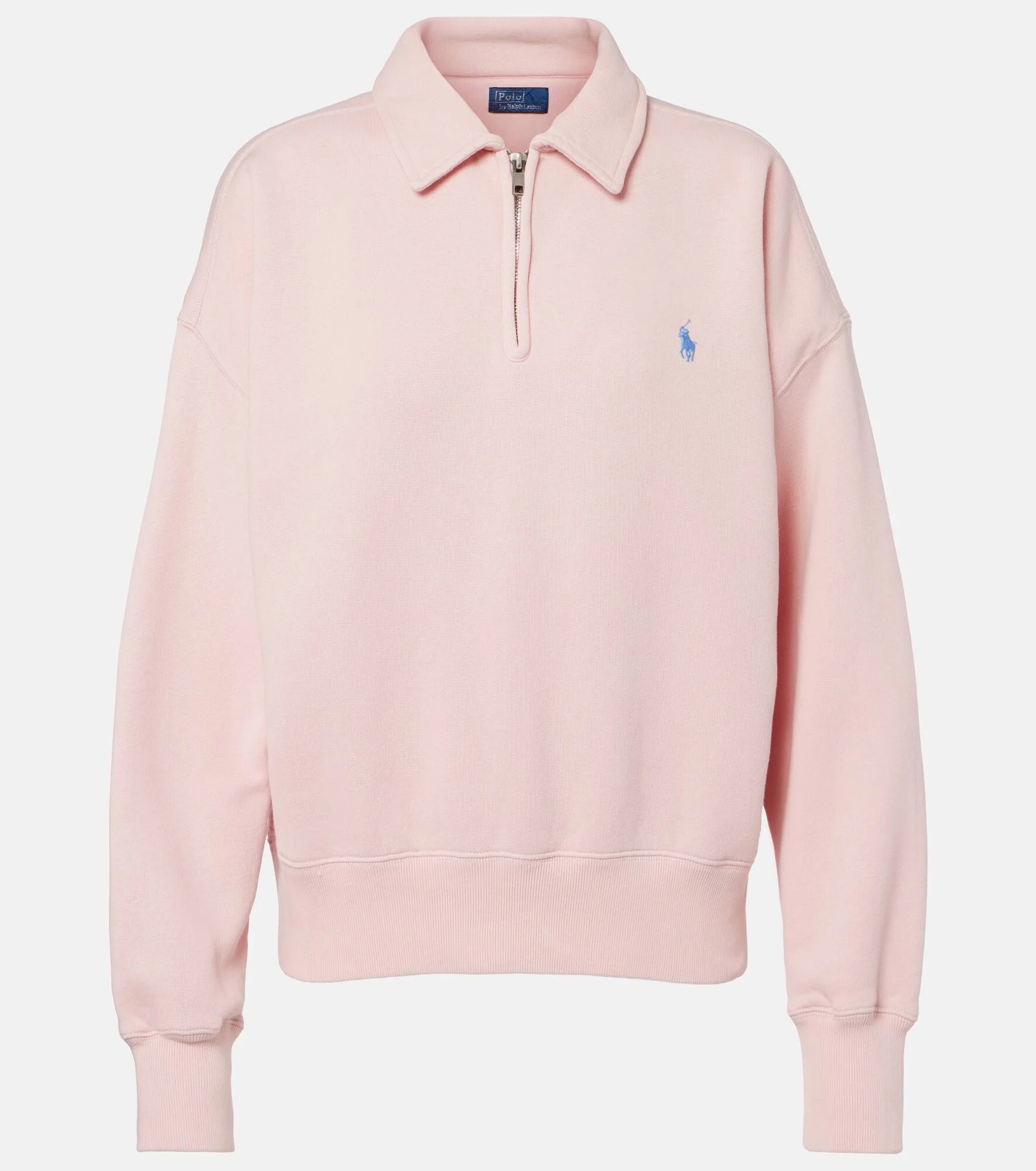 Cotton-blend fleece half-zip sweatshirt - 1