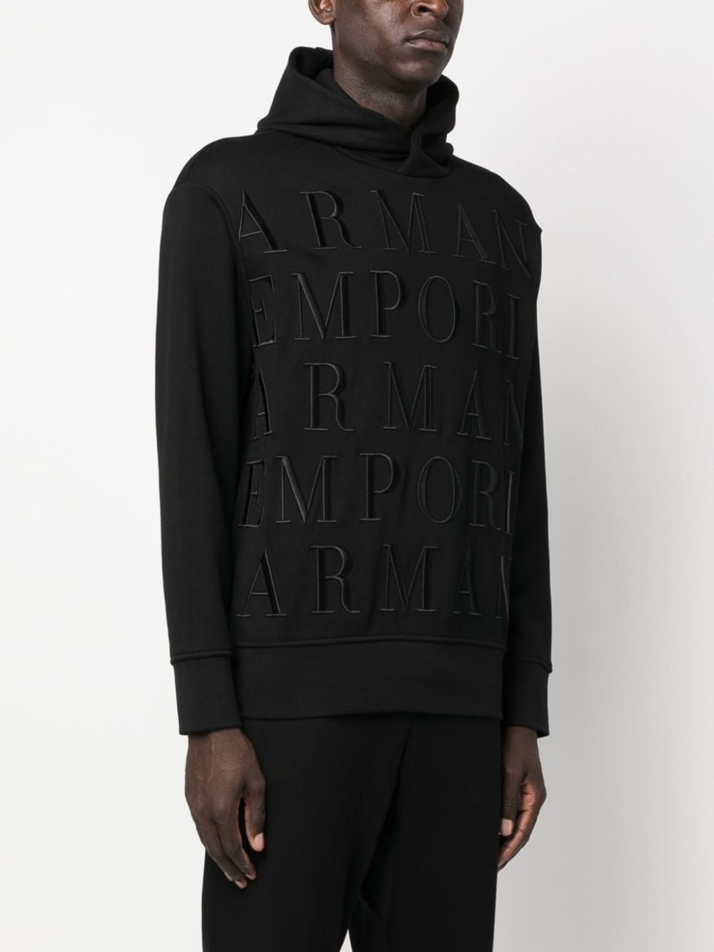 logo-embroidered cotton hoodie - 3