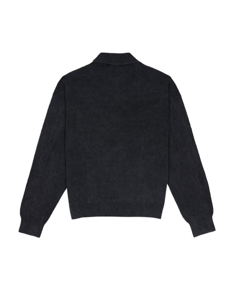 BRAIN DEAD Pigment Dye Long Sleeve Polo Sweater - Ink outlook