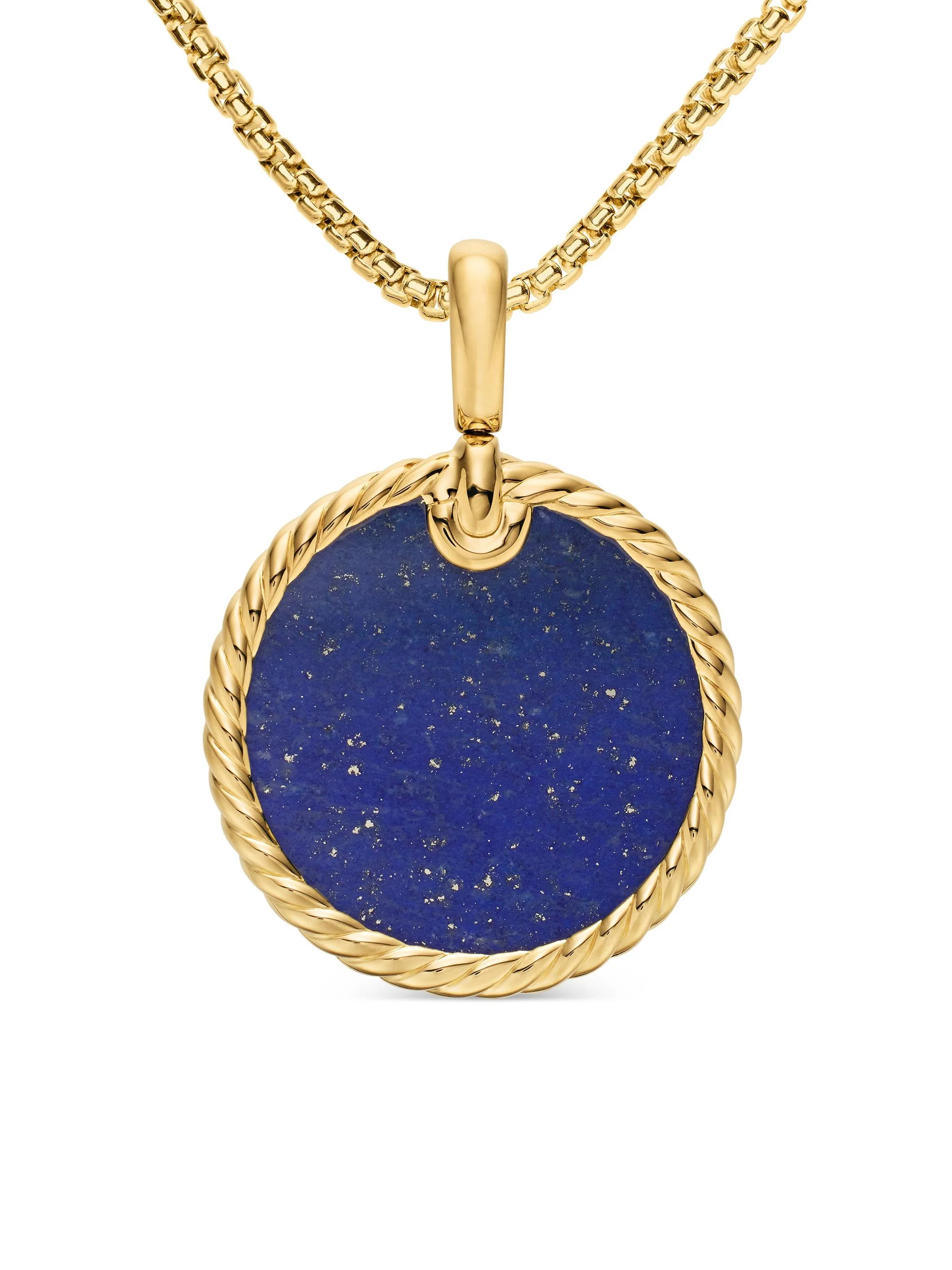Women's DY Elements Disc Pendant in 18K Yellow Gold - Lapis Lazuli - 1