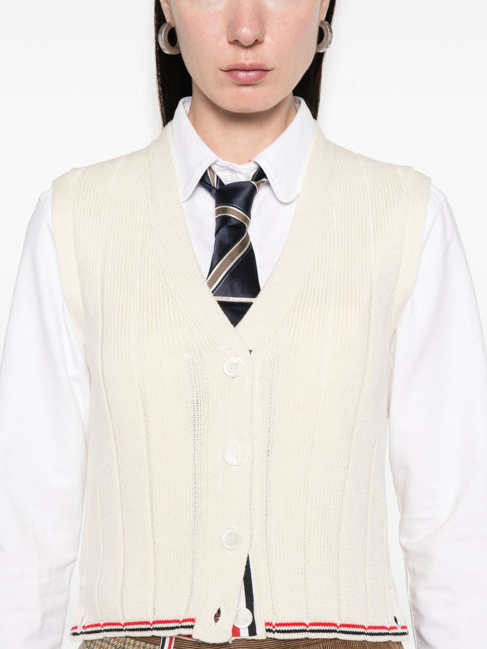 ribbed V-neck vest - 5
