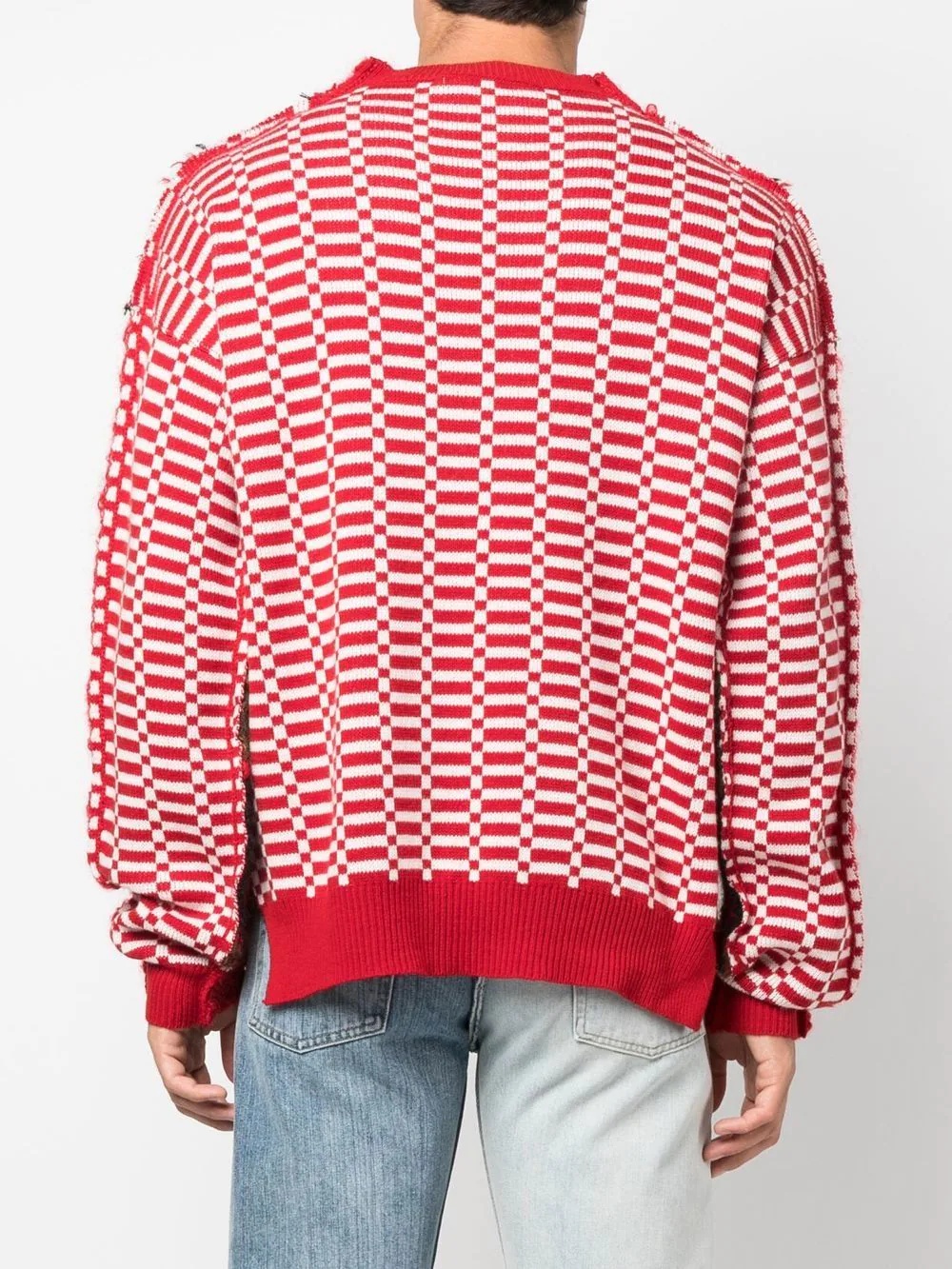 checkerboard crew neck sweater - 4