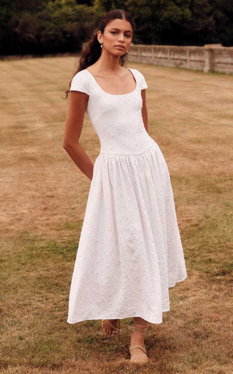 markarian Cora Jersey Eyelet Midi Dress white outlook