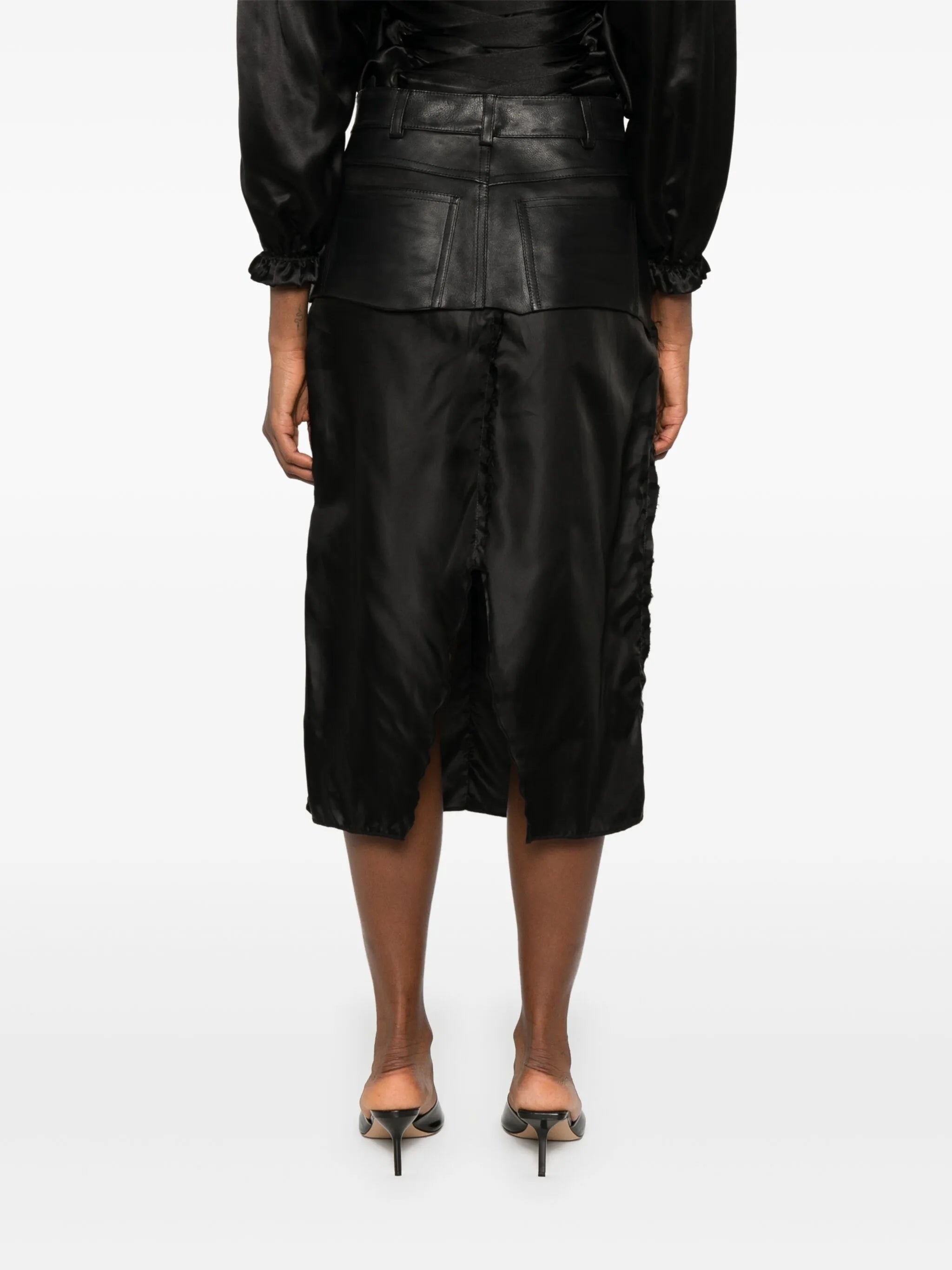 Leather-panel Midi Skirt - 2