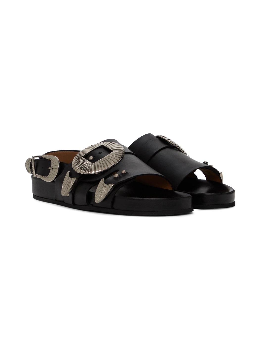 SSENSE Exclusive Black Oversized Buckle Sandals - 4