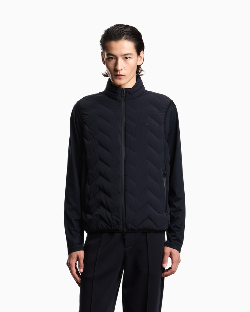 EMPORIO ARMANI WATER-REPELLENT CHEVRON QUILTED NYLON SPANDEX SLEEVELESS DOWN JACKET outlook