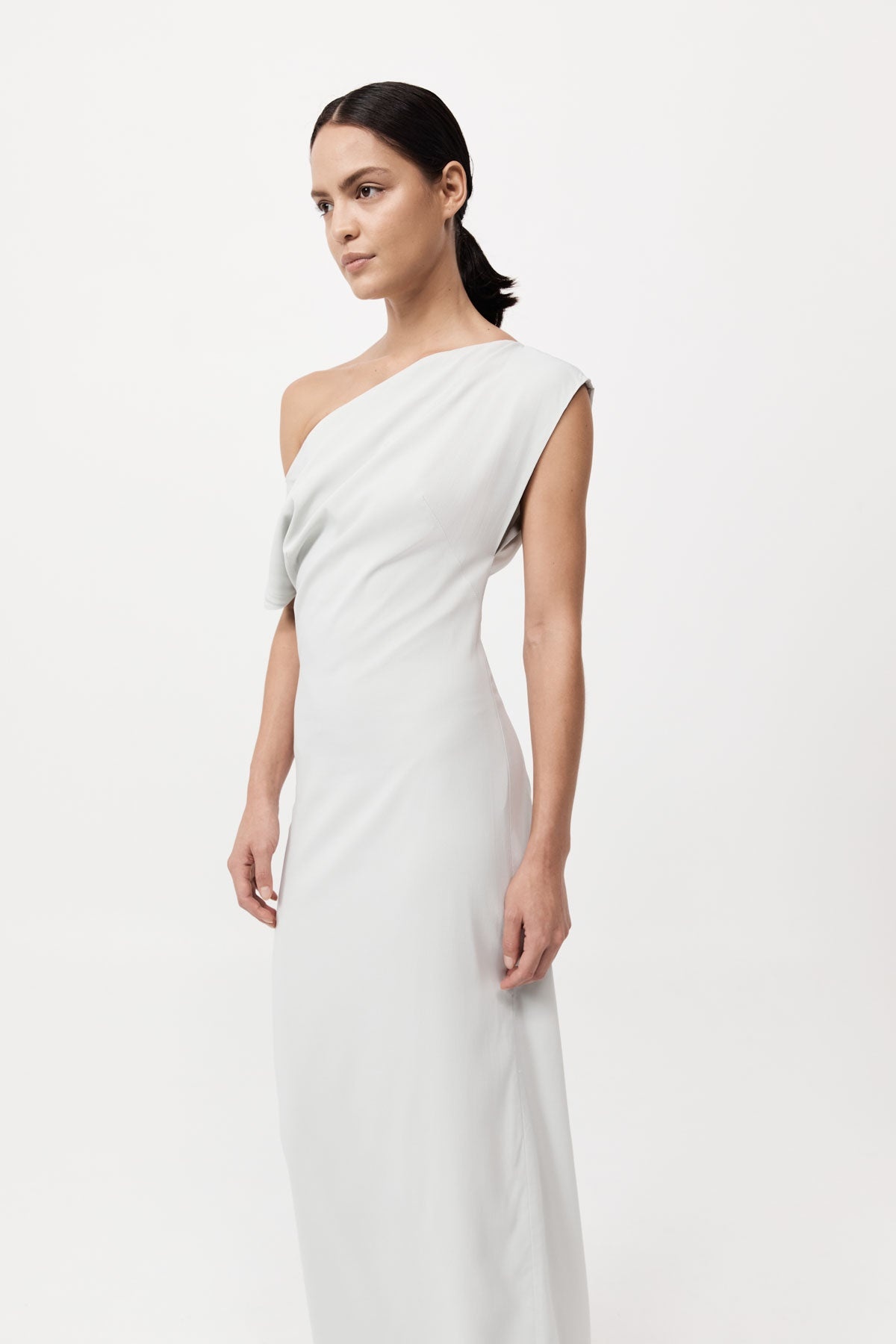 Asymmetric Off Shoulder Dress - Sliver - 3