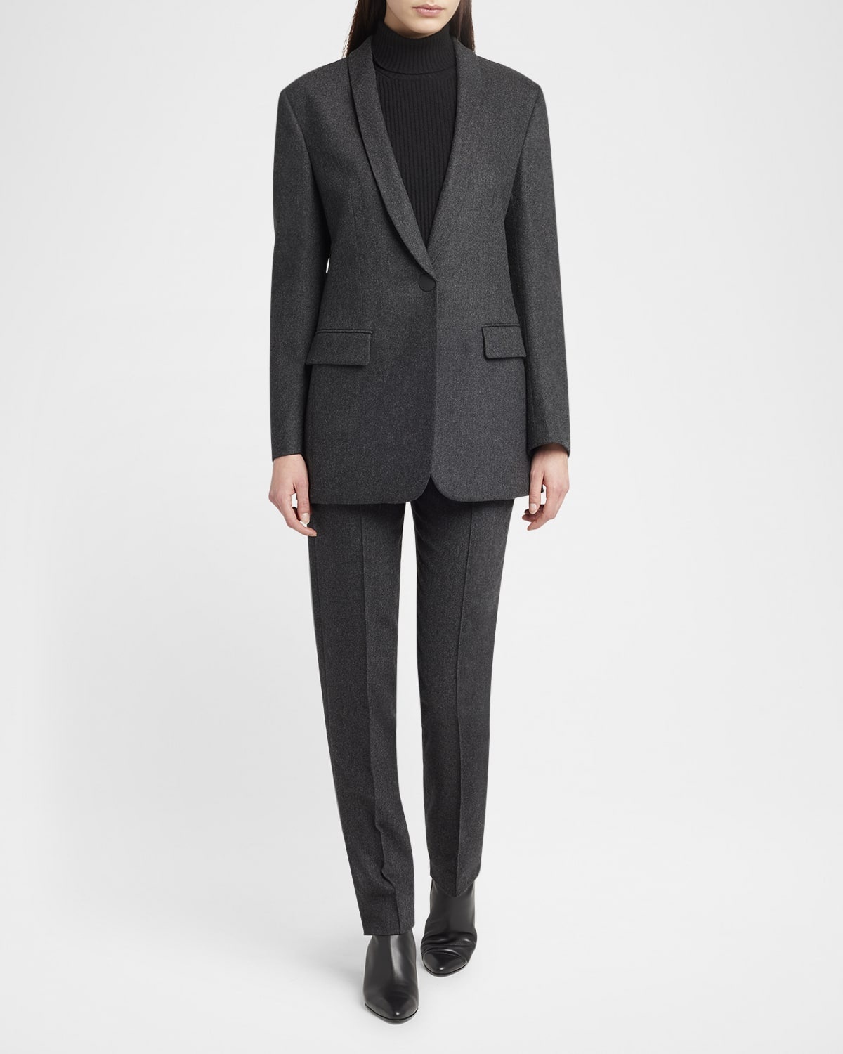 Pintuck Slim-Leg Cady Trousers - 2