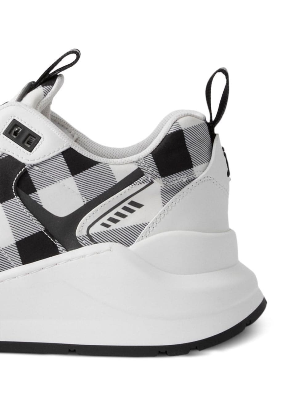 check-pattern leather sneakers - 2