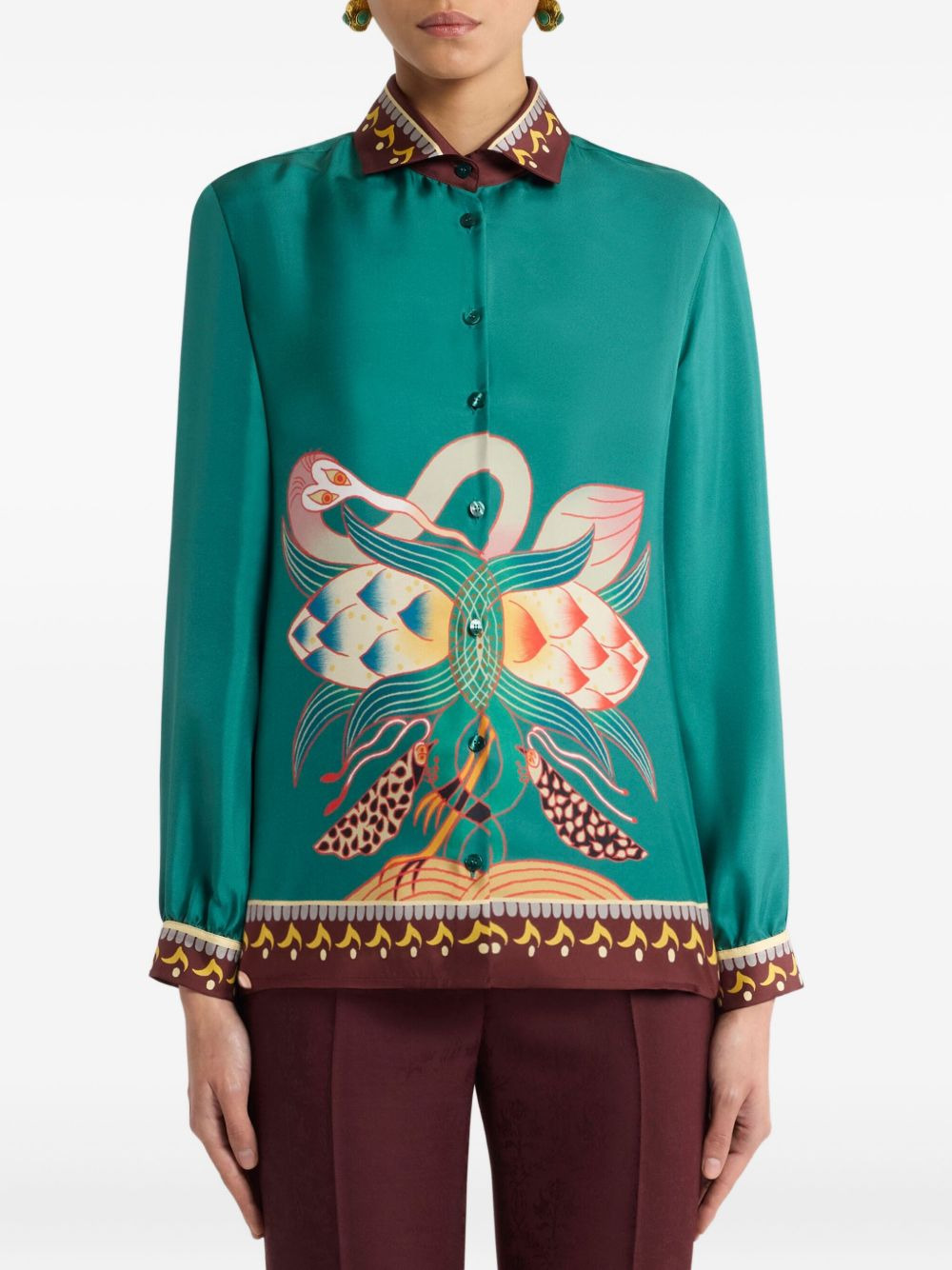 abstract-print silk shirt - 2