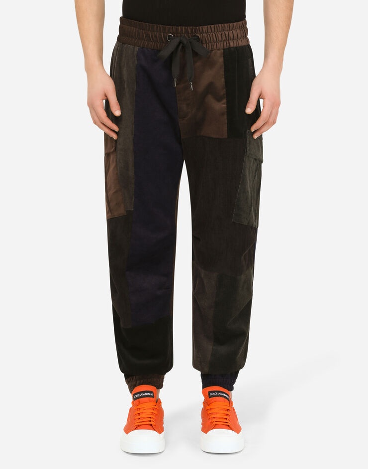 Velvet patchwork jogging pants - 1